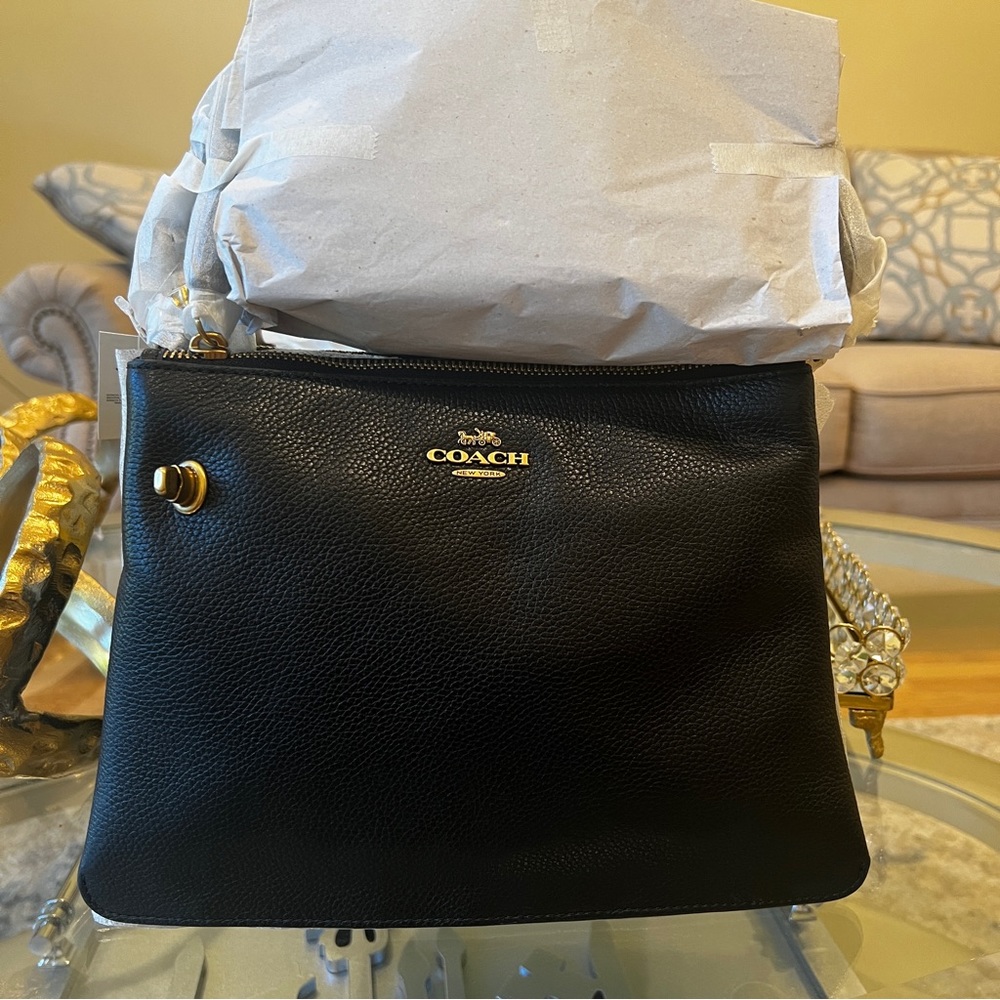 Coach Double Zip Shoulder Crossbody Bag Black - Picture 3 of 16
